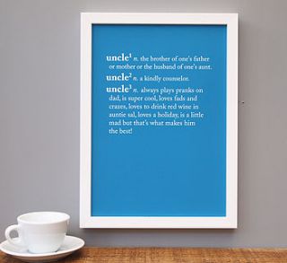 personalised auntie / uncle dictionary print by coconutgrass