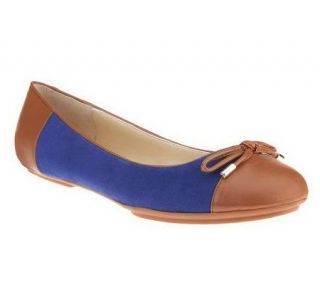 Isaac Mizrahi Live! Suede Ballet Flat with Bow —