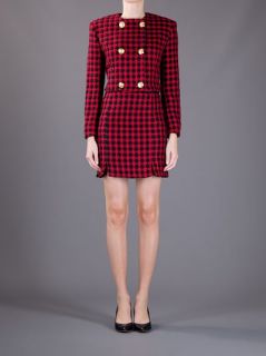Versace Vintage Houndstooth Skirt Suit   House Of Liza