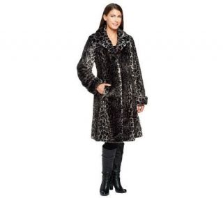 Dennis Basso Platinum Collection Leopard Print Faux Fur Coat —