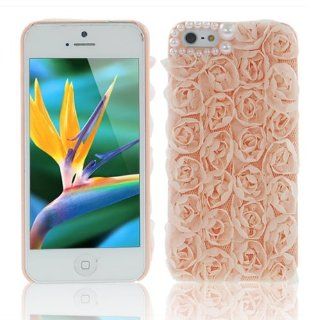 The BlingBling Schutzhlle Apple iPhone 5 5G Hlle (harte Rckseite) 3D Bling Glitzer Perle Strass Tasche Hlle Etui mit Rose Schnren in Orange: Elektronik