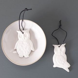 white ceramic owl decorations by lilac coast