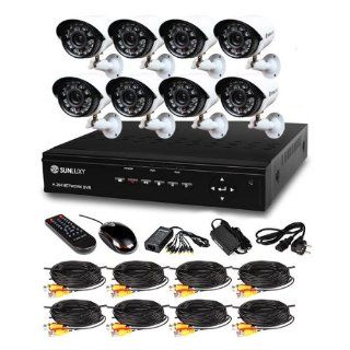 SUNLUXY 8 Kanal H.264 DVR Recorder Aufzeichnungsgert 8 IR HD 700TVL Outdoor Auen berwachungskamera CCTV Video berwachungssystem berwachungsanlage Set: Baumarkt