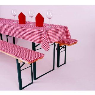 Karo Rot Biertisch Tischdecke 150x270 cm Baumwolle Zchen 1x1 cm kariert fr 2 x 220x50 cm Biertische: Küche & Haushalt