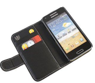 iTALKonline SCHWARZ Executive Wallet Case Tasche Hlle Cover mit Kredit / Visitenkartenetui fr Samsung i8530 Galaxy Beam: Elektronik