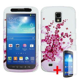SAMSUNG GALAXY S4 ACTIVE I537 PINK WHITE CHERRY BLOSSOM FLOWER HYBRID COVER HARD GEL CASE +FREE SCREEN PROTECTOR from [ACCESSORY ARENA]: Cell Phones & Accessories