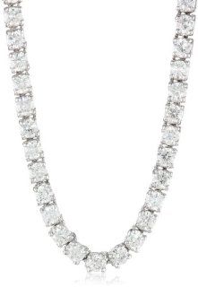 18K White Gold Diamond Tennis Necklace (9.00 cttw, H I Color, SI2 I1 Clarity), 17": Jewelry