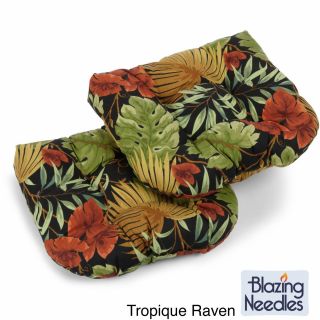 Blazing Needles Tropical/ Stripe All weather U shaped Outdoor Chair Cushions (set Of 2)