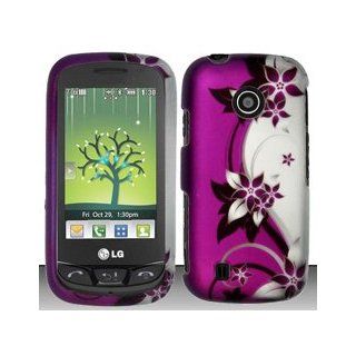 4 Items Combo For LG Cosmos Touch VN270 (Verizon) Purple Silver Vines Design Snap On Hard Case Protector Cover + Car Charger + Free Opening Tool + Free Animal Rubber Band Bracelet: Cell Phones & Accessories