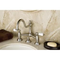 Vintage Double handle Satin nickel Widespread Bathroom Faucet