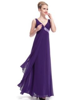 Ever Pretty Purple V neck Flowy Ribbon Sequined Waist Long Party Dress 09981 Ever Pretty Evening Dress