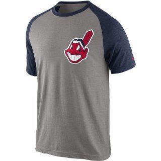 Cleveland Indians apparel : Nike Cleveland Indians Logo Tri Blend Raglan T Shirt   Gray : Sports Fan Apparel : Sports & Outdoors