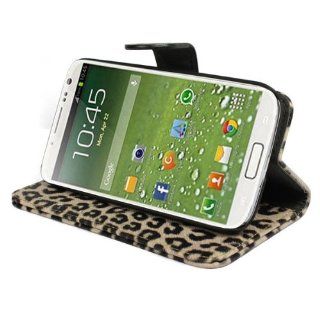 amtonseeshop Brown Leopard Wallet Leather Case Stand for Samsung Galaxy S4 Iv I9500: Cell Phones & Accessories