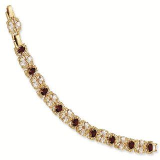 Gold plated Swar Crystal Red 7.25In with 1In ext Garland Bracelet   Jacqueline Kennedy Jewelry: Reeve and Knight: Jewelry
