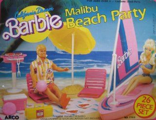 California Dream BARBIE Malibu Beach Party 26 Piece Playset (1987 Arco Toys, Mattel): Toys & Games
