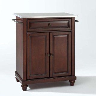 Crosley Furniture Cambridge Stainless Steel Top Portable Kitchen Island in Vintage Mahogany Finish: Home & Kitchen