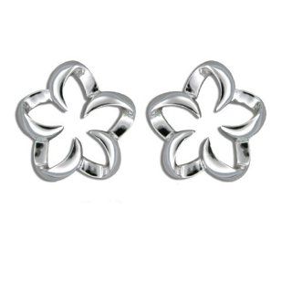 Hawaiian Jewelry Sterling Plumeria Flower Earrings: Jewelry