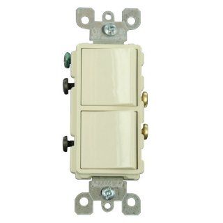 Leviton 5634 A 15 Amp, 120/277 Volt, Decora Brand Style Single Pole, AC Combination Switch, Commercial Grade, Grounding, Almond   Wall Light Switches  