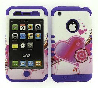 3 IN 1 HYBRID SILICONE COVER FOR APPLE IPHONE 3G 3GS HARD CASE SOFT LIGHT PURPLE RUBBER SKIN HEARTS LP TE282 KOOL KASE ROCKER CELL PHONE ACCESSORY EXCLUSIVE BY MANDMWIRELESS: Cell Phones & Accessories