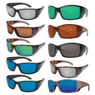 Costa Del Mar Blackfin Sunglasses   Black Frame with Blue Mirror 400G Lens 412120