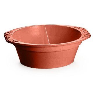 Tablecraft CW1421 14" x 9 1/2" x 3 3/4" Copper Cast Aluminum Small Oval Divided Casserole Dish: Kitchen & Dining