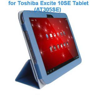 Toshiba Excite 10SE (AT305SE) 10.1" Tablet Custom Fit Portfolio Leather Case Cover with Built In Stand  Blue: Computers & Accessories