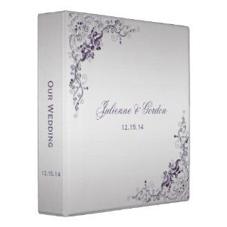 Ornate Purple Silver Floral Swirls Photo Album 3 Ring Binder : Padfolio Ring Binders : Office Products