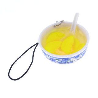 Yellow Blue Plastic Pineapple Slice Bowl Bag Cell Phone Charm Strap Cell Phones & Accessories