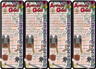Armor of God Bible Bookmark Women 4 Pack, Double Sided (Color Red) 