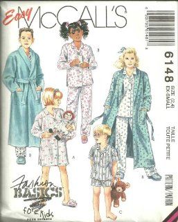Children's, Boys Or Girls Robe, Tie belt, Nightshirt And Pajamas Size: 2 4 Ex Small. McCall's Sewing Pattern 6148