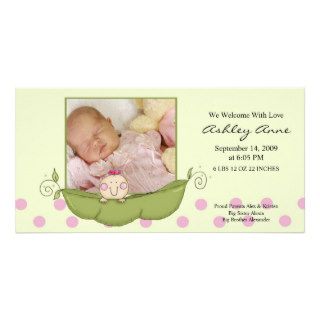 Sweet Little Pea Baby Girl Birth Annoucement Photo Cards
