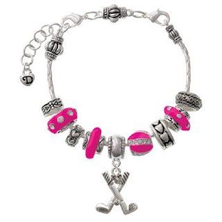 Golf Clubs with Golf Ball Hot Pink Juliet Beaded Bracelet [Jewelry] Delight: Delight: Jewelry