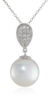 Sterling Sliver 14.5 15.0Mm Freshwater Cultured Pearl Pendant Necklace, 18": Jewelry