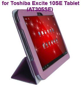 Toshiba Excite 10SE (AT305SE) 10.1" Tablet Custom Fit Portfolio Leather Case Cover with Built In Stand  Purple: Computers & Accessories