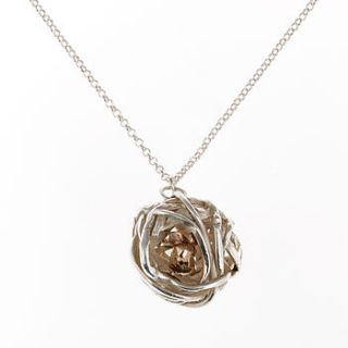 silver and gold nest necklace by by emily