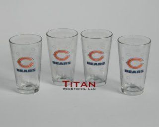 Chicago Bears Pint Glasses  Bears Beer Glasses, Set of 4: Kitchen & Dining
