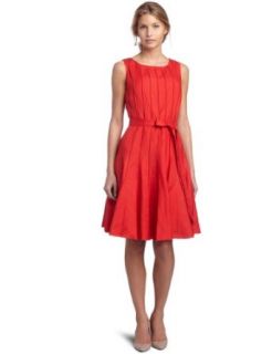 Calvin Klein Women's Linen Dress, Fire, 2 at  Womens Clothing store