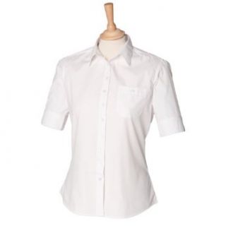 Henbury Womens/Ladies Short Sleeve Poplin Slim Fit Work Shirt at  Womens Clothing store