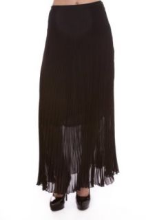 Lani Pretty Pretty Pleats Maxi Skirt Ankle Length Black Sheer Skirt
