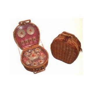 Teddy Bear's Picnic Porcelain Tea Set in Picnic Wicker Basket: Toys & Games