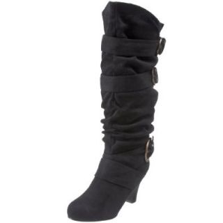 NOT RATED Double D 2 Womens Knee High Gathered Buckle Accents Wedges Boots Shoes: Shoes