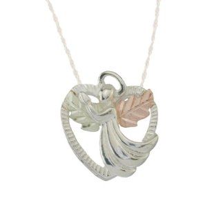 Black Hills Gold on Sterling Silver Angel Heart Pendant: Jewelry