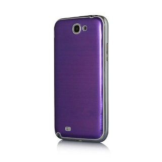 GINOVO Brushed metal aluminum replacement back cover housing Battery door Compatible for Samsung Galaxy Note 2 II N7100 Purple Color, with White edge Cell Phones & Accessories