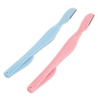 2 Pcs Pink Blue Foldaway Comb Eyebrow Shaver Razor Tool: Health & Personal Care