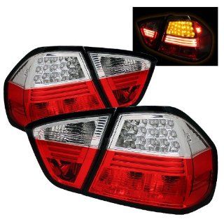 BMW E90 325i 328i 330i 335i 06 07 08 4DR LED Tail Lights + Hi Power White LED Backup Lights   Red Clear (Pair): Automotive