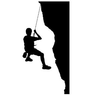 Rock Climbing Wall Sticker Decal 16   Sports Silhouette Decoration Mural   72 in. Black  