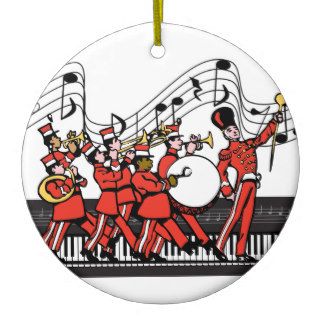 Marching Band Horns Piano Keyboard and Music Notes Christmas Tree Ornament