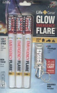Life Gear LG322 Eco friendly Glow Emergency Road Flares, White/Red, 3 pack with LED Flashlight: Home Improvement