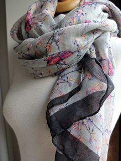 faded bird print scarf by the forest & co
