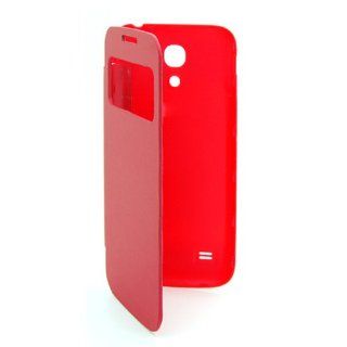 Smart Wake View Leather Flip Battery Case Cover For Samsung Galaxy S4 Mini i9190 (Red): Cell Phones & Accessories